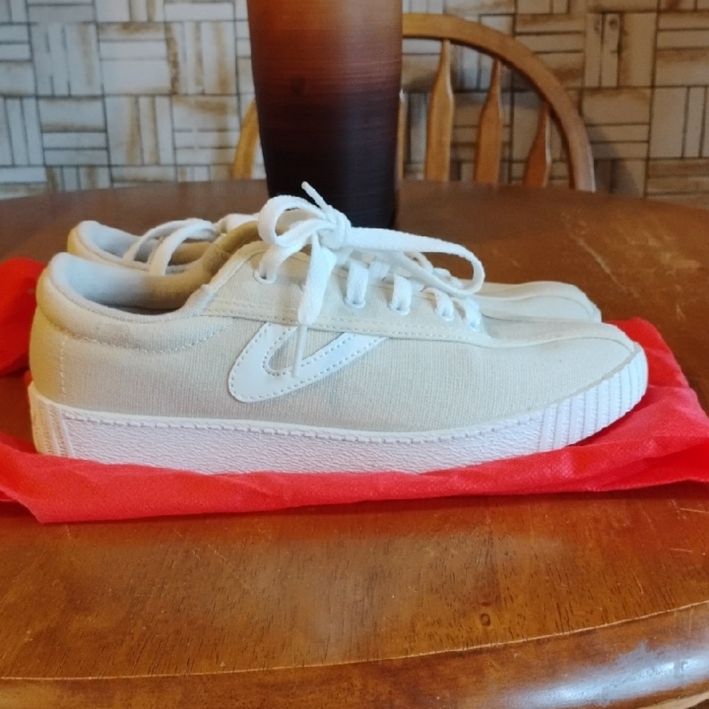 Tretorn Tan Canvas Sneakers Worn Once excellent Condition.